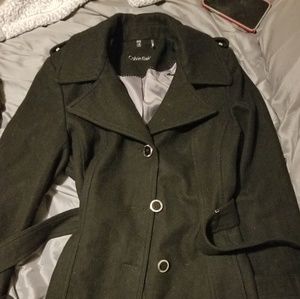 Calvin Klein belted peacoat